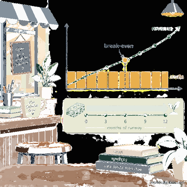 Break-even planning supporting visual Small WorldCalculate visual showing revenue crossing costs at a break-even point with a runway timeline for Total-Period Return on Investment