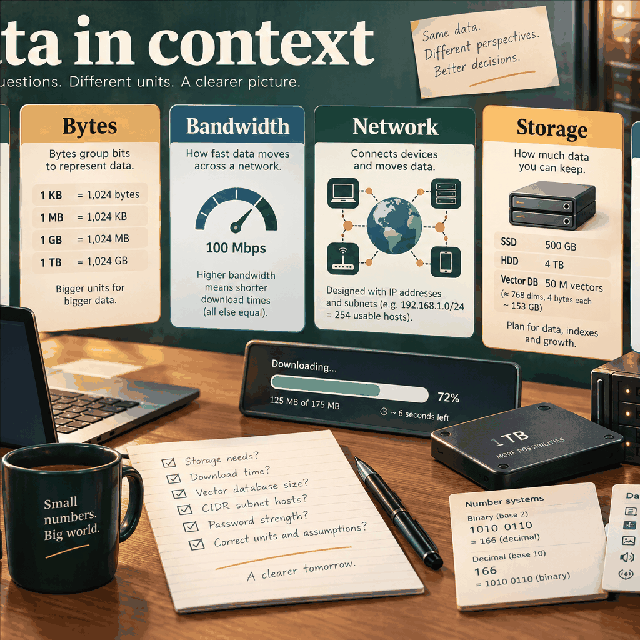 Technology data supporting visual Small WorldCalculate visual connecting bits, bytes, bandwidth, network, storage, and security concepts for ASCII Code Lookup