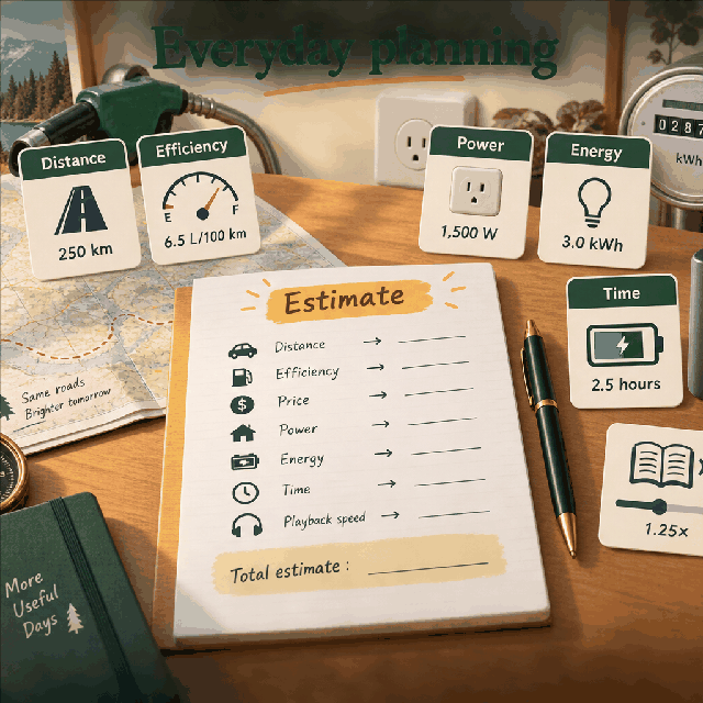 Everyday planning supporting visual Small WorldCalculate visual connecting distance, efficiency, power, energy, battery, time, and playback speed for Weekly Screen Time